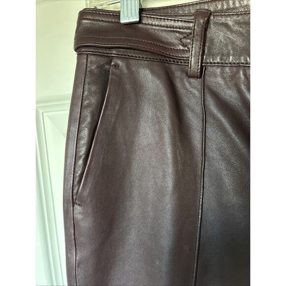 VINCE Burgundy Lamb Leather pant front seam sz 0 See measurements 29 X26 lined - Picture 3 of 16